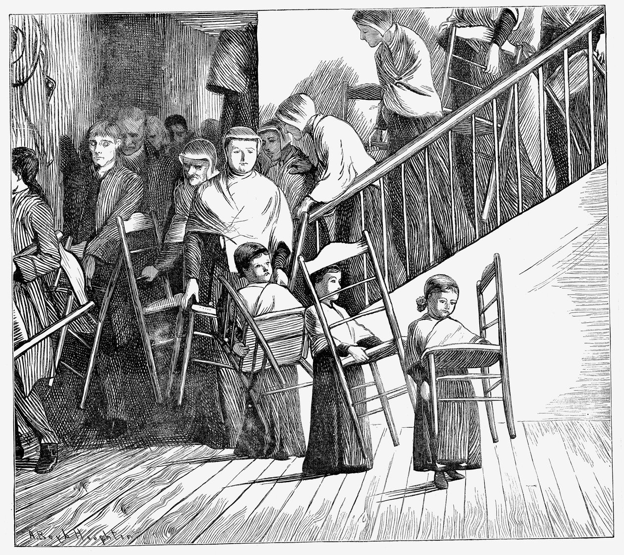 Shaker Community Going to Dinner, Each Carrying Their Own Shaker Chair, New York State by Unbekannt