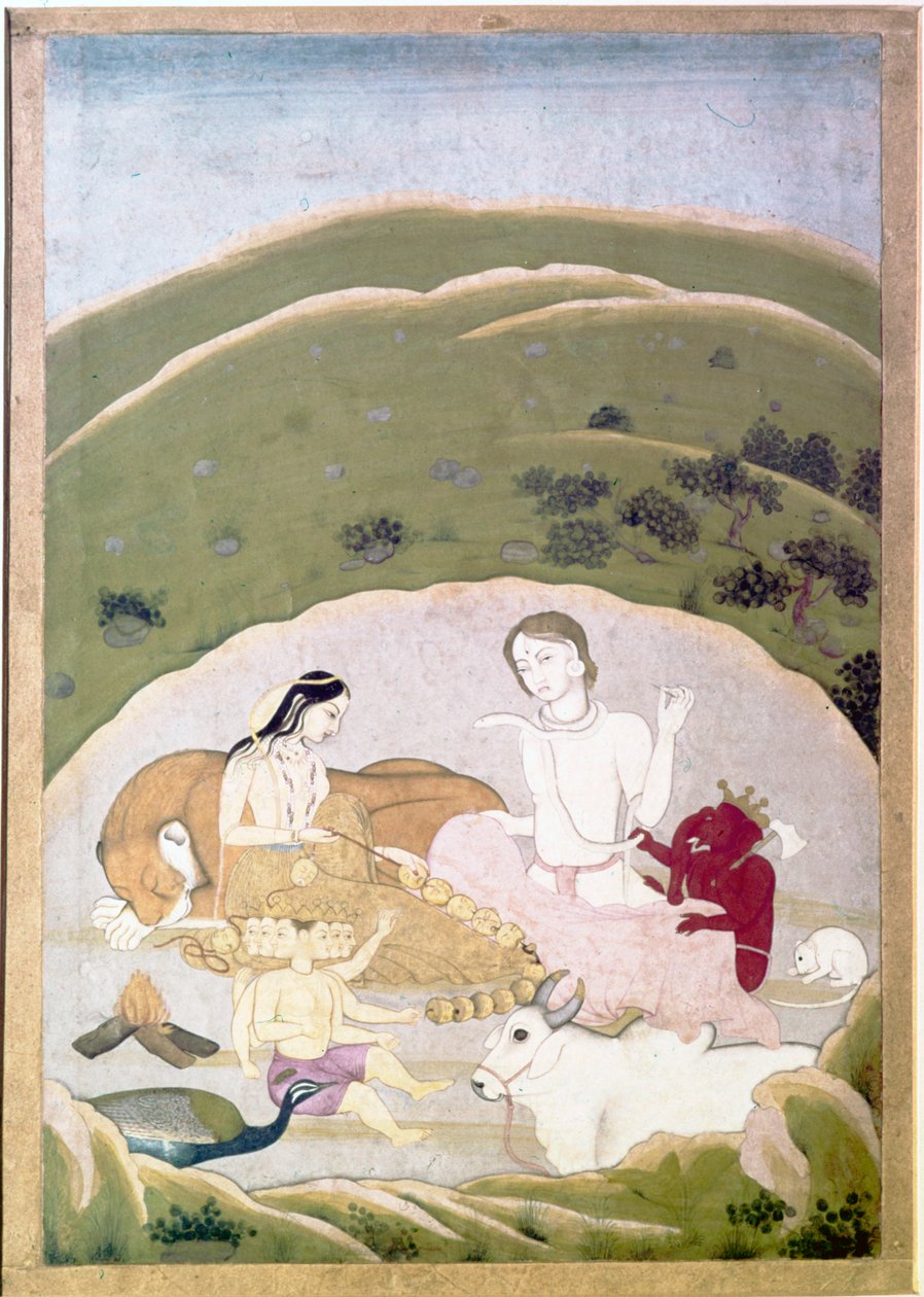 Siva and Parvati with Their Children, Ganesh and Karttikgya on Mount Kailash by Unbekannt