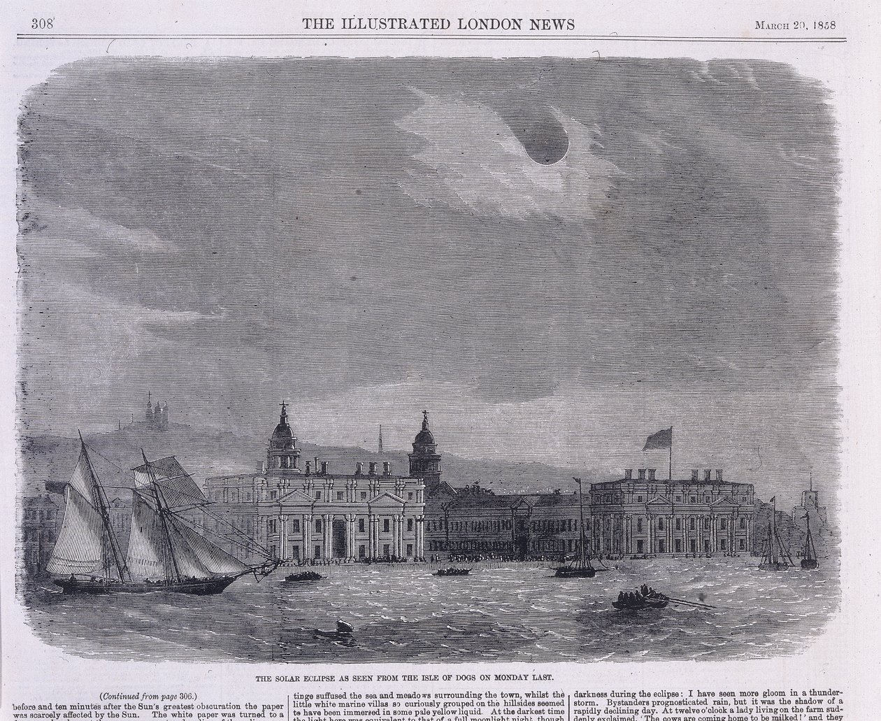 Solar Eclipse Seen Over the Royal Observatory, Greenwich, 1858 by Unbekannt