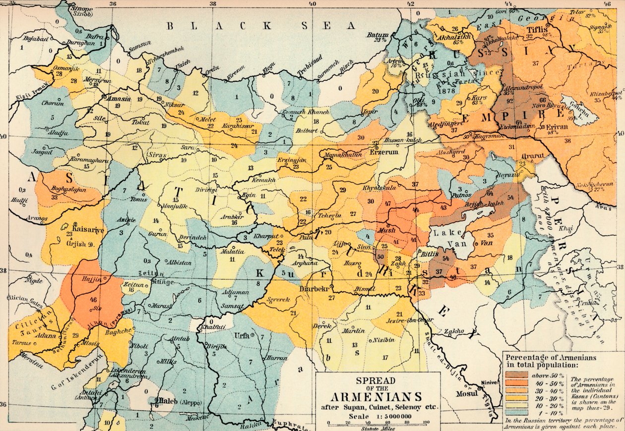 Spread of the Armenias After Supan, Cuinet, Selenoy etc by Unbekannt