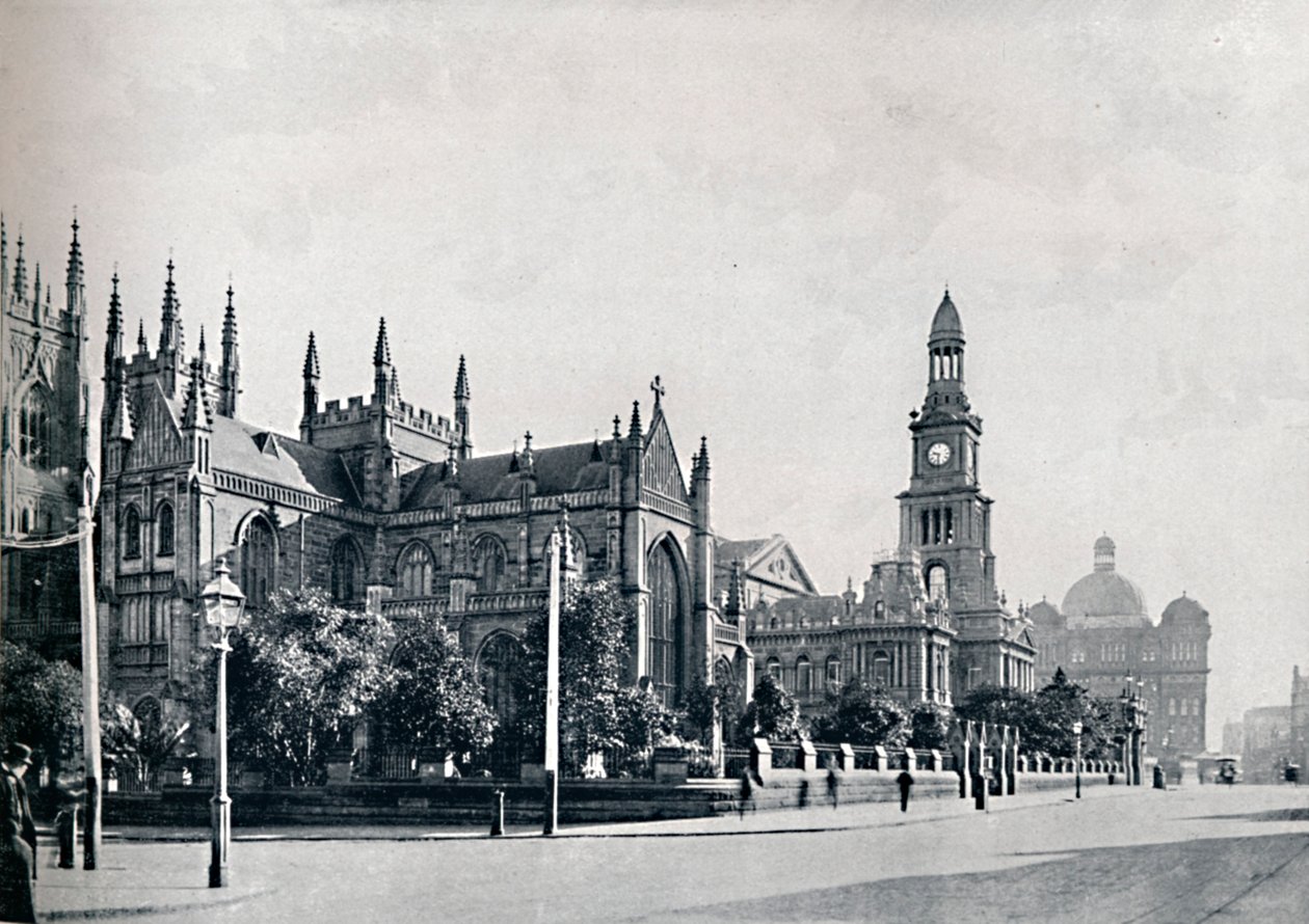 St. Andrews Cathedral, Sydney Town Hall, and Market Buildings, c1900 by Unbekannt