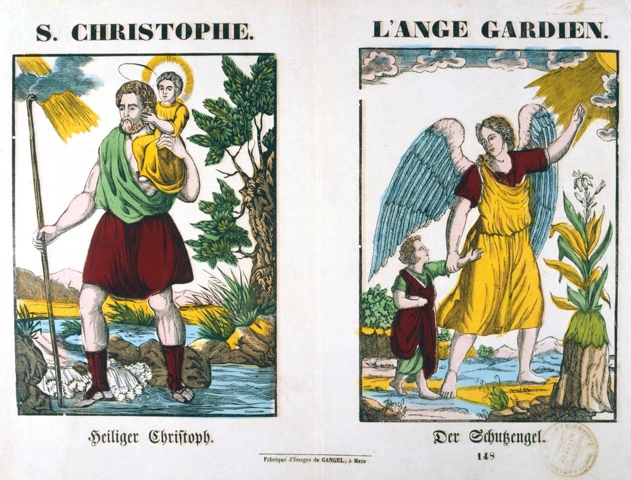 St Christopher and a Guardian Angel by Unbekannt