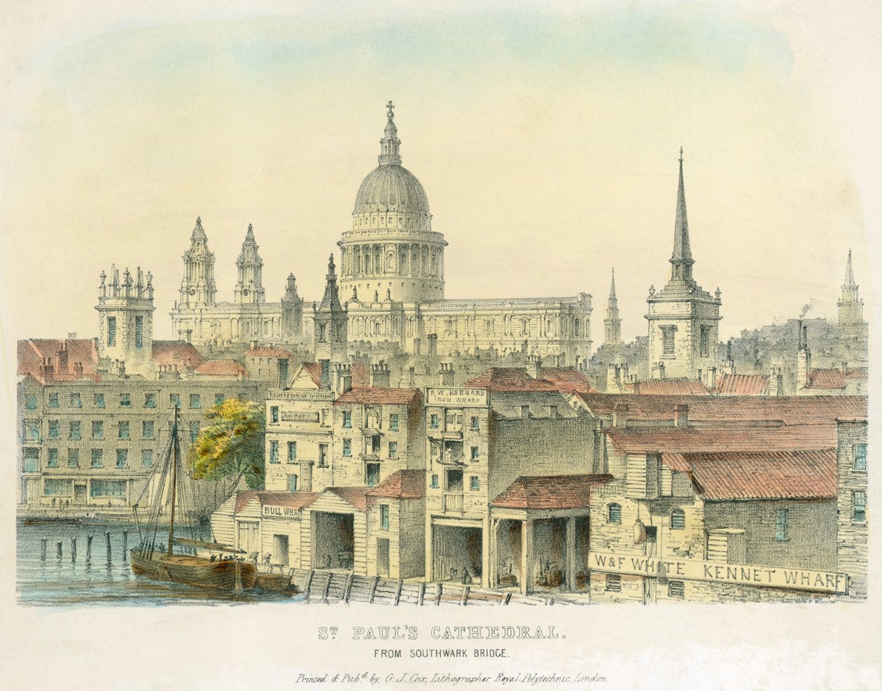 St Paul's Cathedral, City of London, 1825 by Unbekannt
