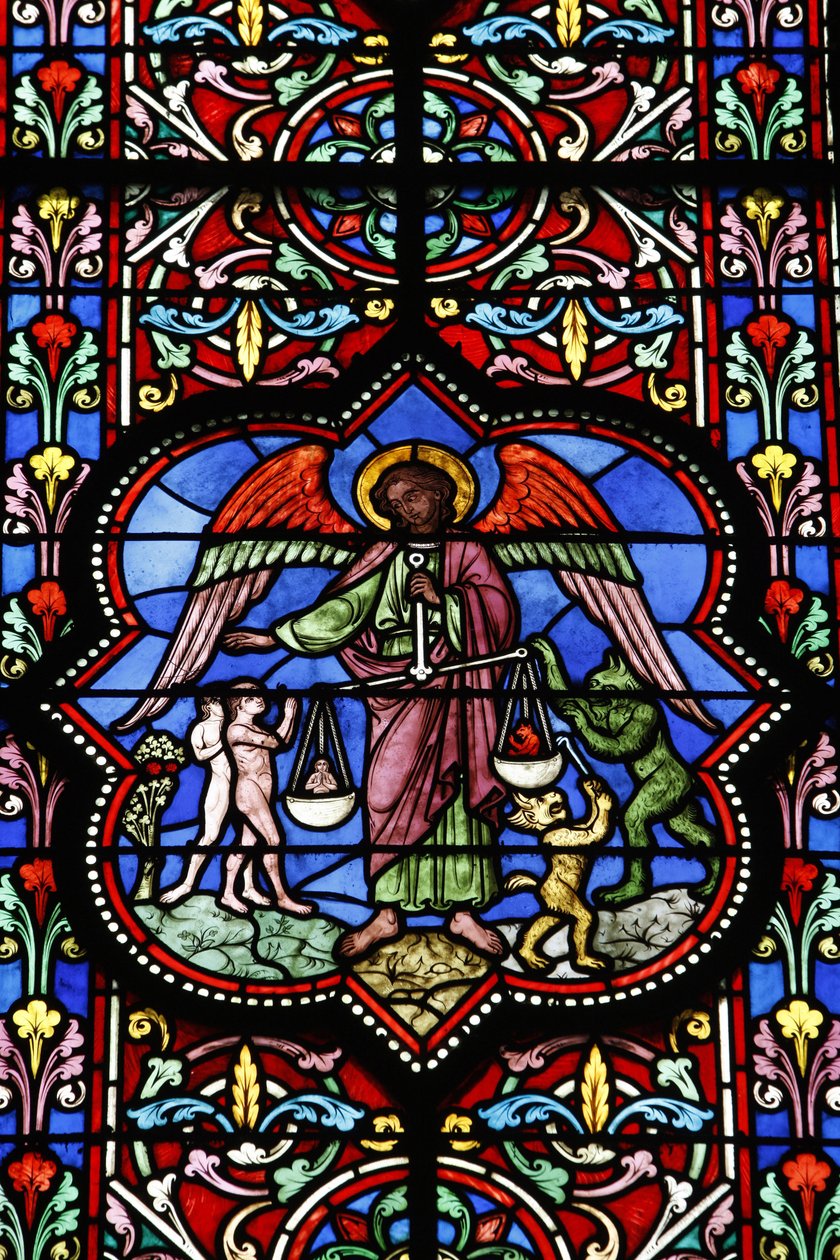 Stained Glass in Notre Dame de Bayeux Cathedral, Bayeux, France by Unbekannt