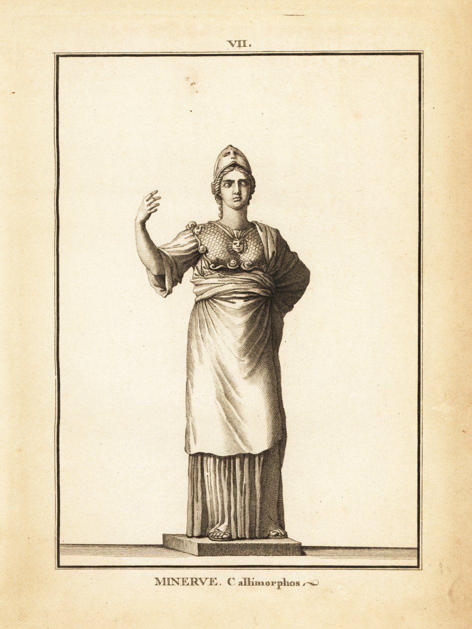 Statue of the Roman goddess of wisdom Minerva Callimorphos, with helmet by Unbekannt