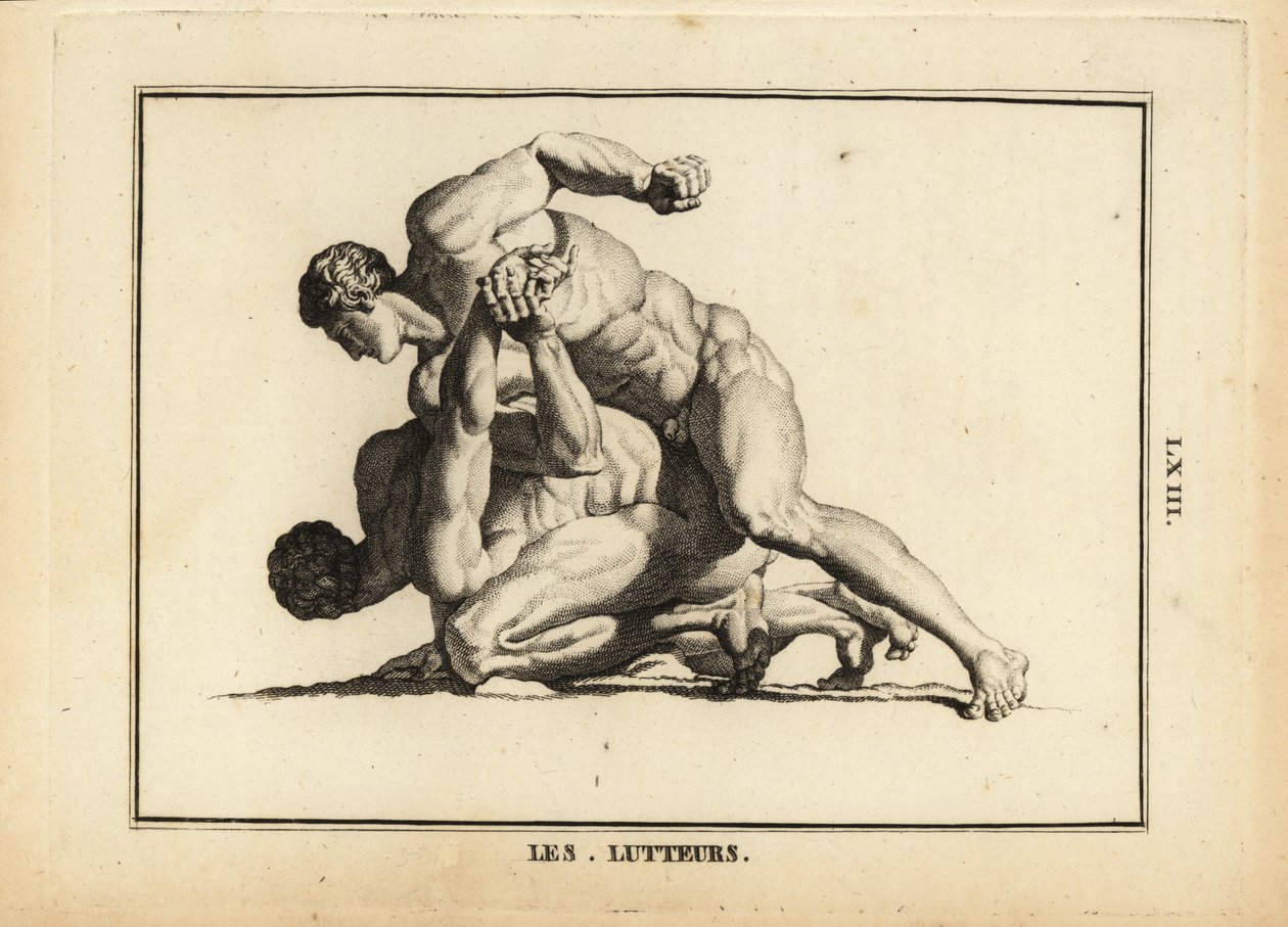 Statue of two naked male wrestlers by Unbekannt