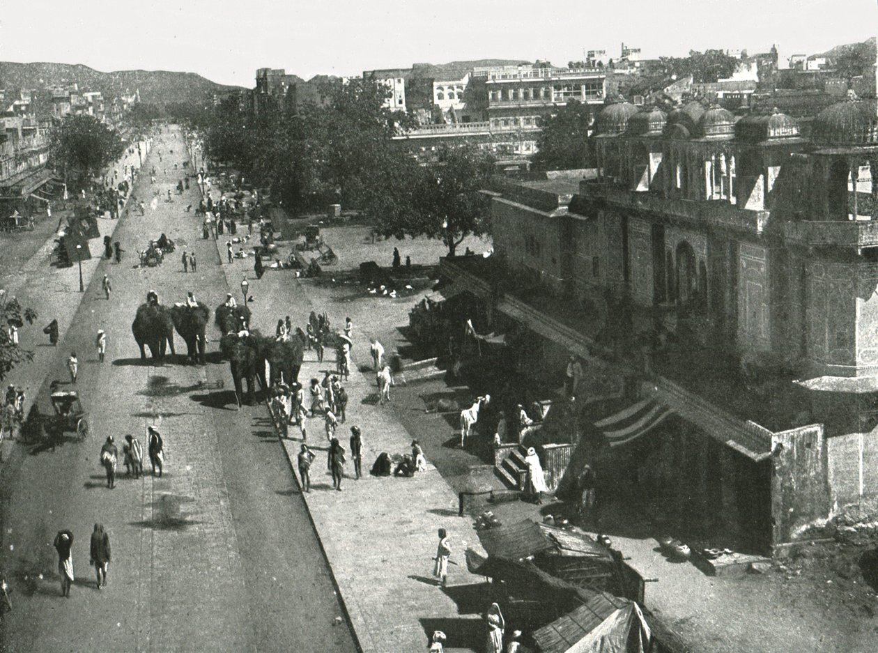 Street scene in the city of Jaipur, India, 1895 by Unbekannt
