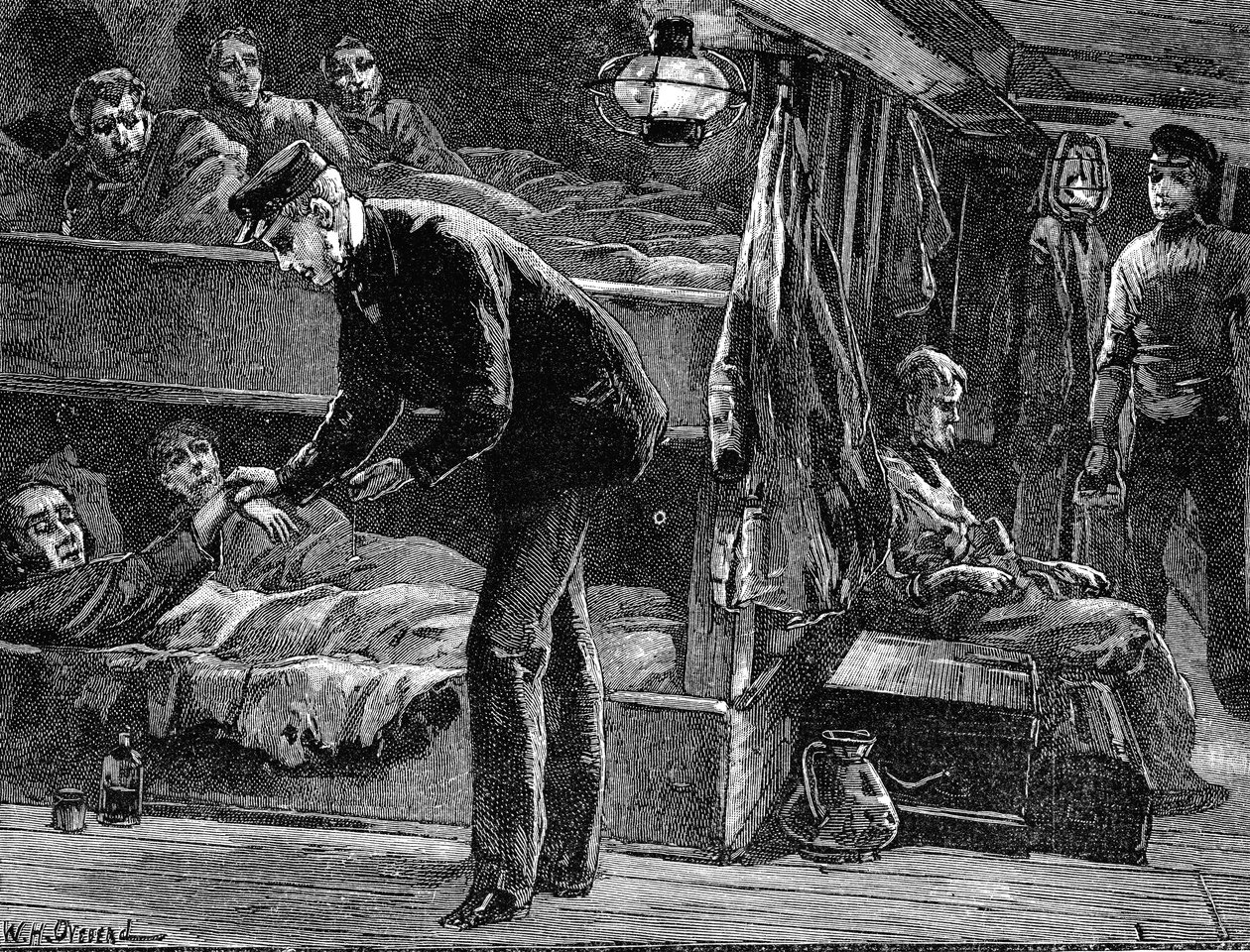 Taking the Pulse of a Sick Irish Emigrant on Board Ship, 1840s, c1890 by Unbekannt