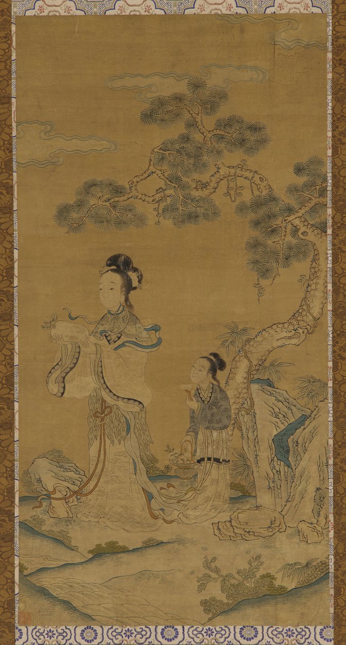 Tapestry: A Daoist Female Immortal and Attendant Under a Pine, Ming Dynasty, 1368-1644 by Unbekannt