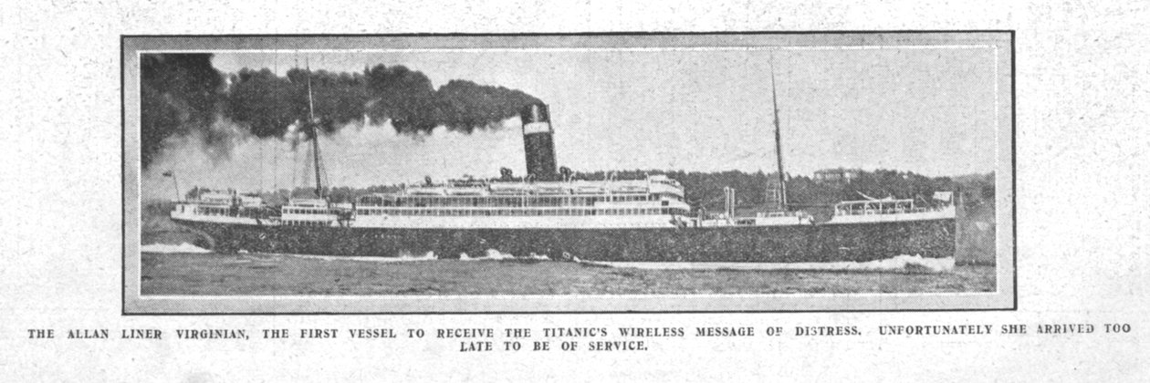 The Allan Liner Virginian, the First Vessel to Receive the Wireless Message by Unbekannt