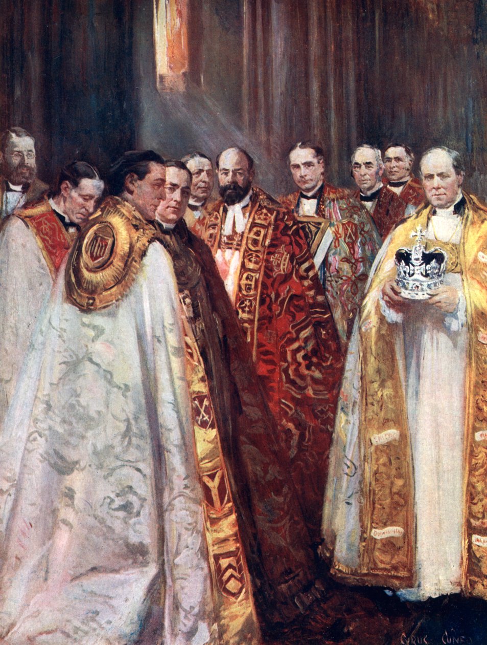 The Archbishop of Canterbury and York, and other prelates, the Coronation by Unbekannt