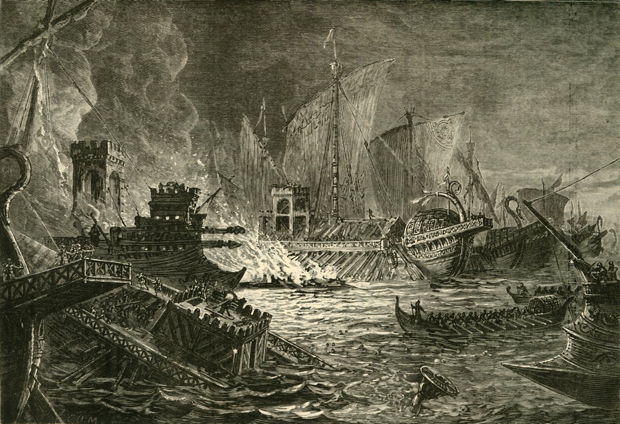 The Battle of Actium by Unbekannt: Premium art reproduction