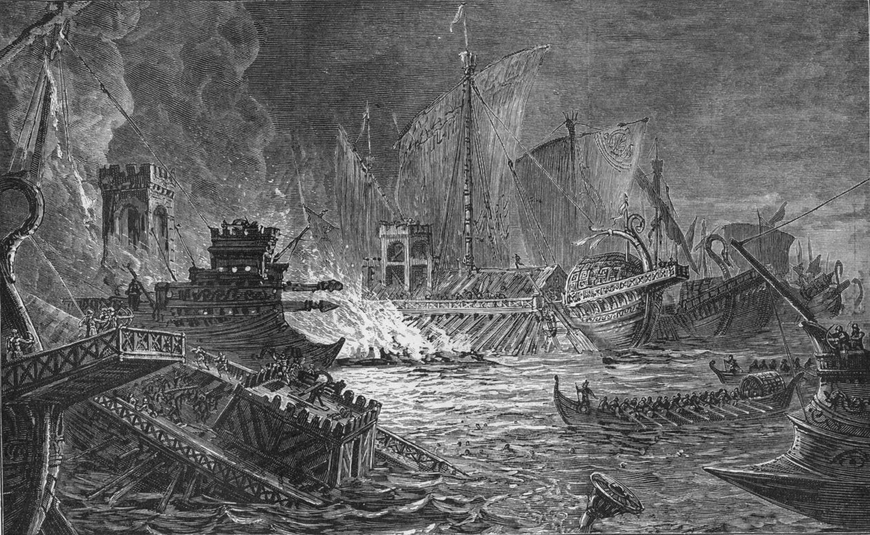 The Battle of Actium, at which Augustus Defeated Antony and Cleopatra ...