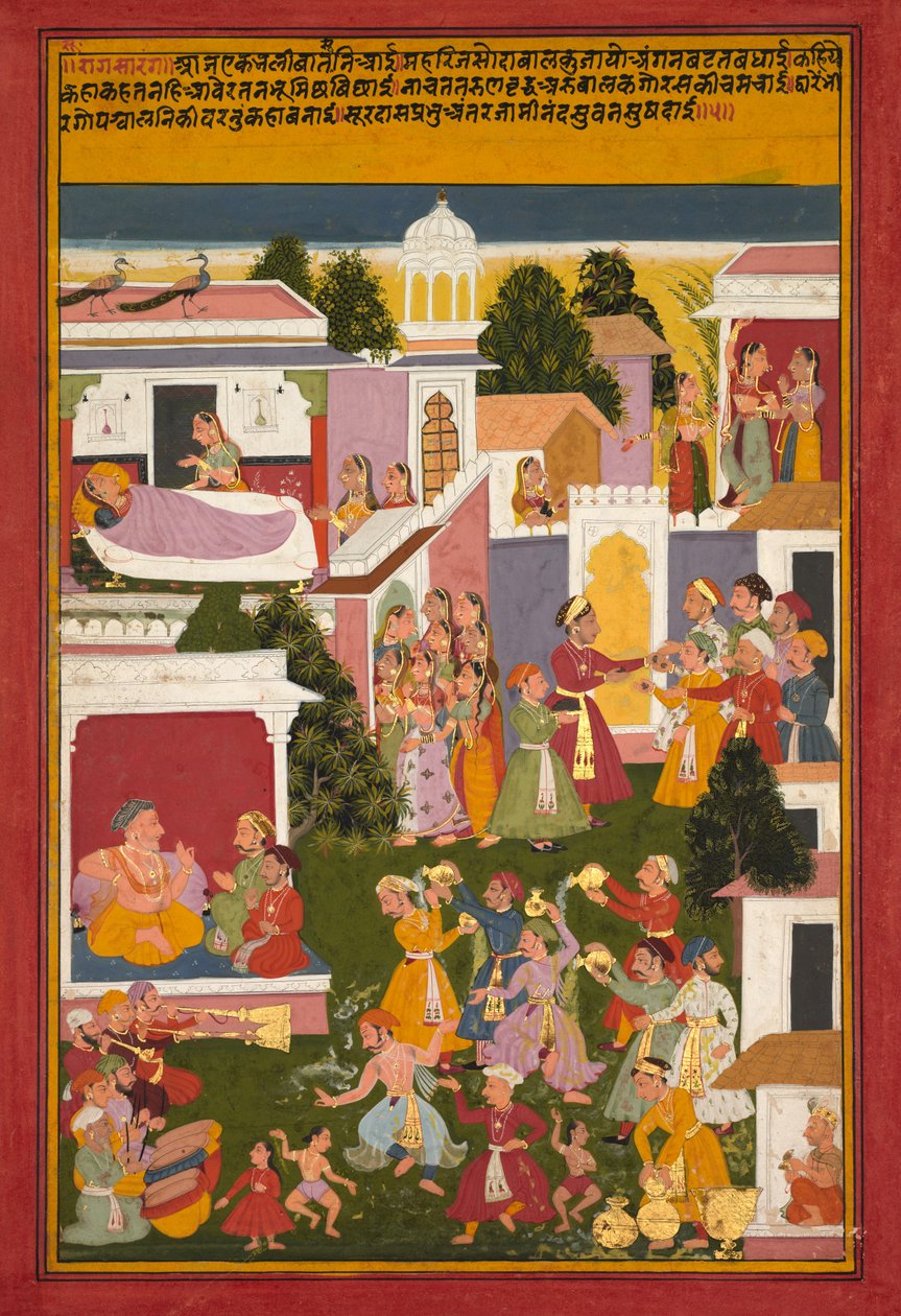 The Birth of Krishna, from a Sursagar of Surdas, c. 1700 by Unbekannt