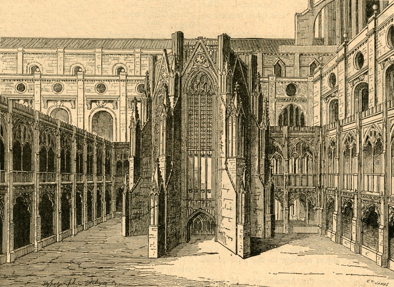 The Chapter House of Old St. Pauls, from a View by Hollar by Unbekannt