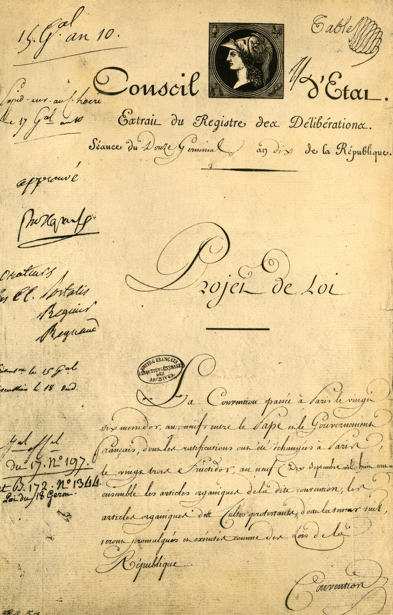 The Concordat and Organic Articles, 5 April 1802 by Unbekannt