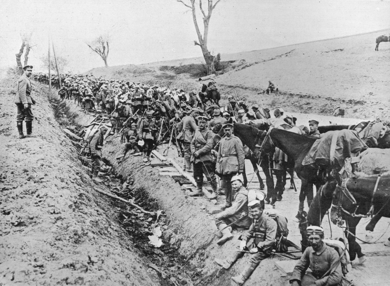 The German Advance through Galicia: A Bivouac of Troops by the Roadside by Unbekannt