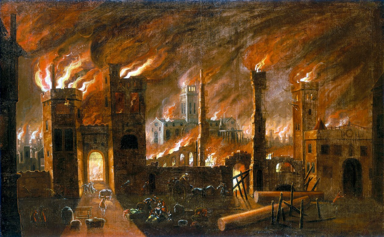 The Great Fire of London, 1666 by Unbekannt