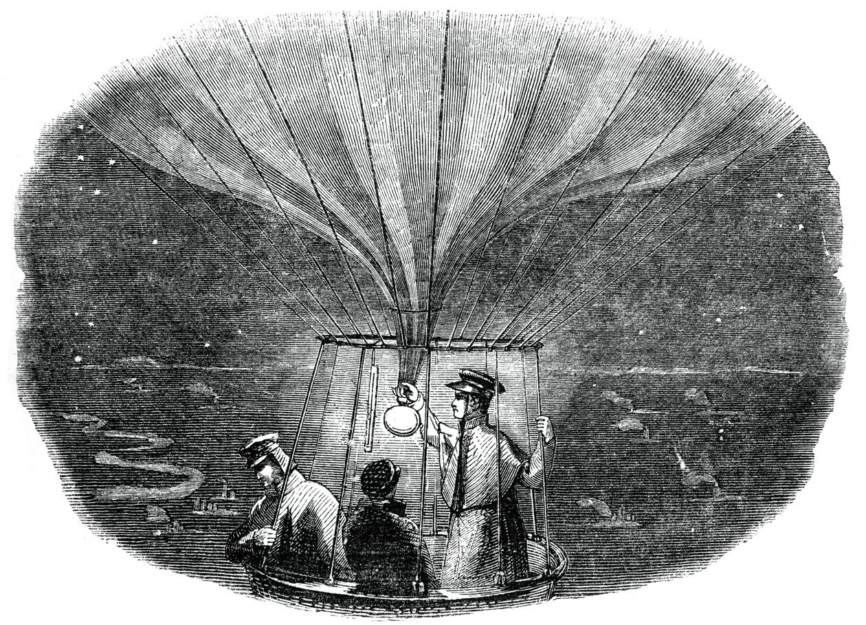 The Nassau Balloon Passing Over Liege at Night by Unbekannt