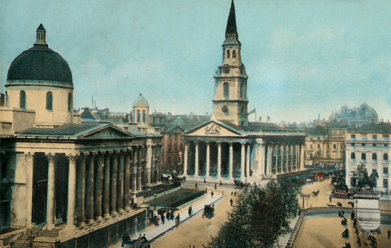 The National Gallery and St Martin in the Fields, Trafalgar Square, London, c1910 by Unbekannt
