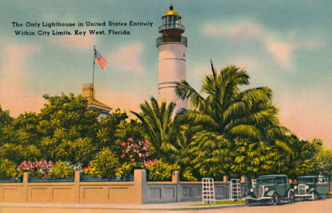 The Only Lighthouse in United States Entirely Within City Limits, Key West, Florida, c. 1940s by Unbekannt