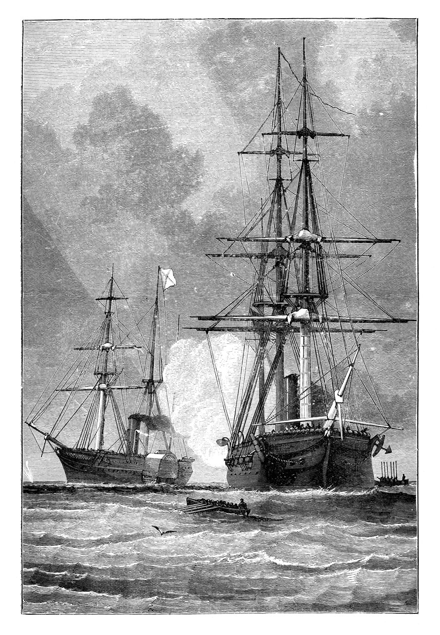 The San Jacinto Stopping the Trent, 1861 by Unbekannt