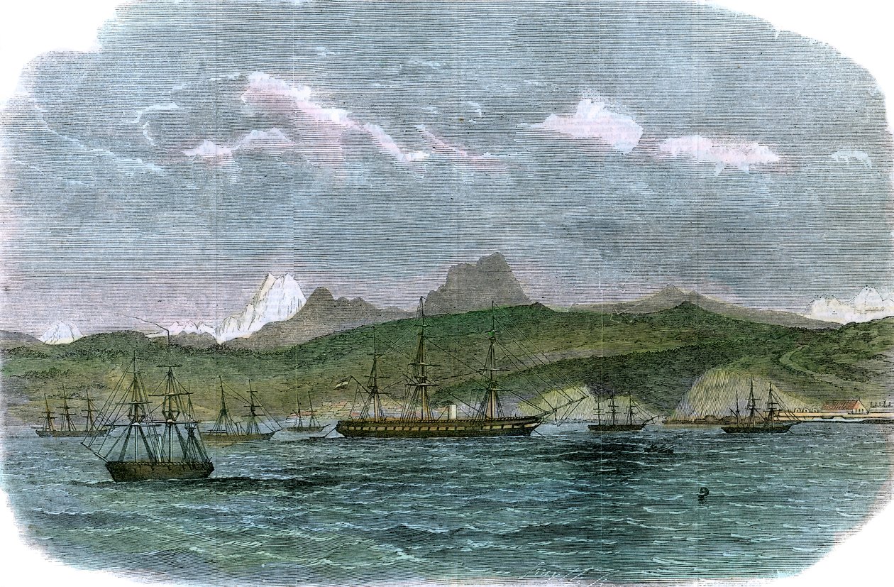 The Spanish blockading squadron at Valparaiso, Chile