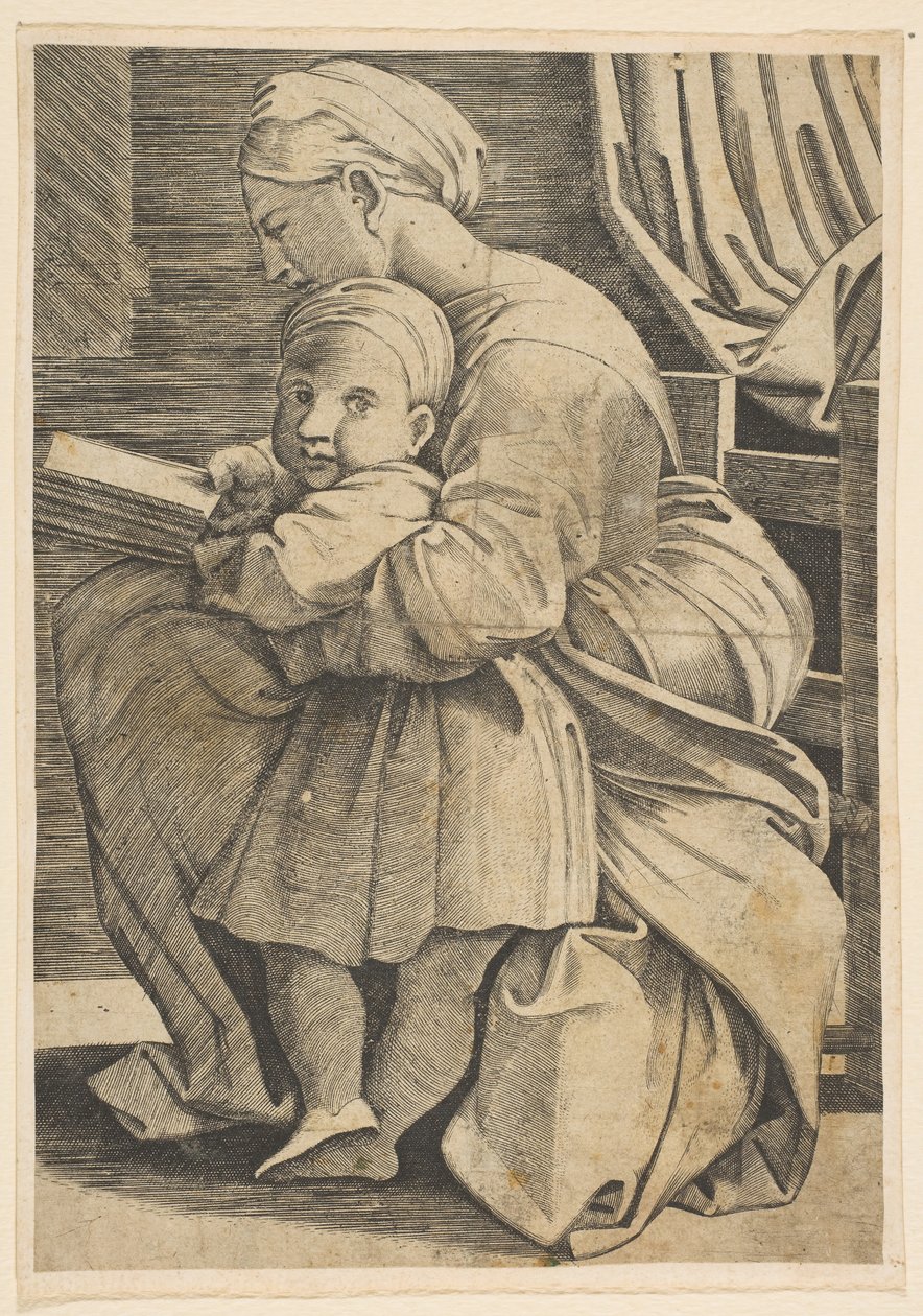 The Virgin Reading with the Infant Christ, Woman Seated in Profile Facing Left, ca. 1515-1600 by Unbekannt