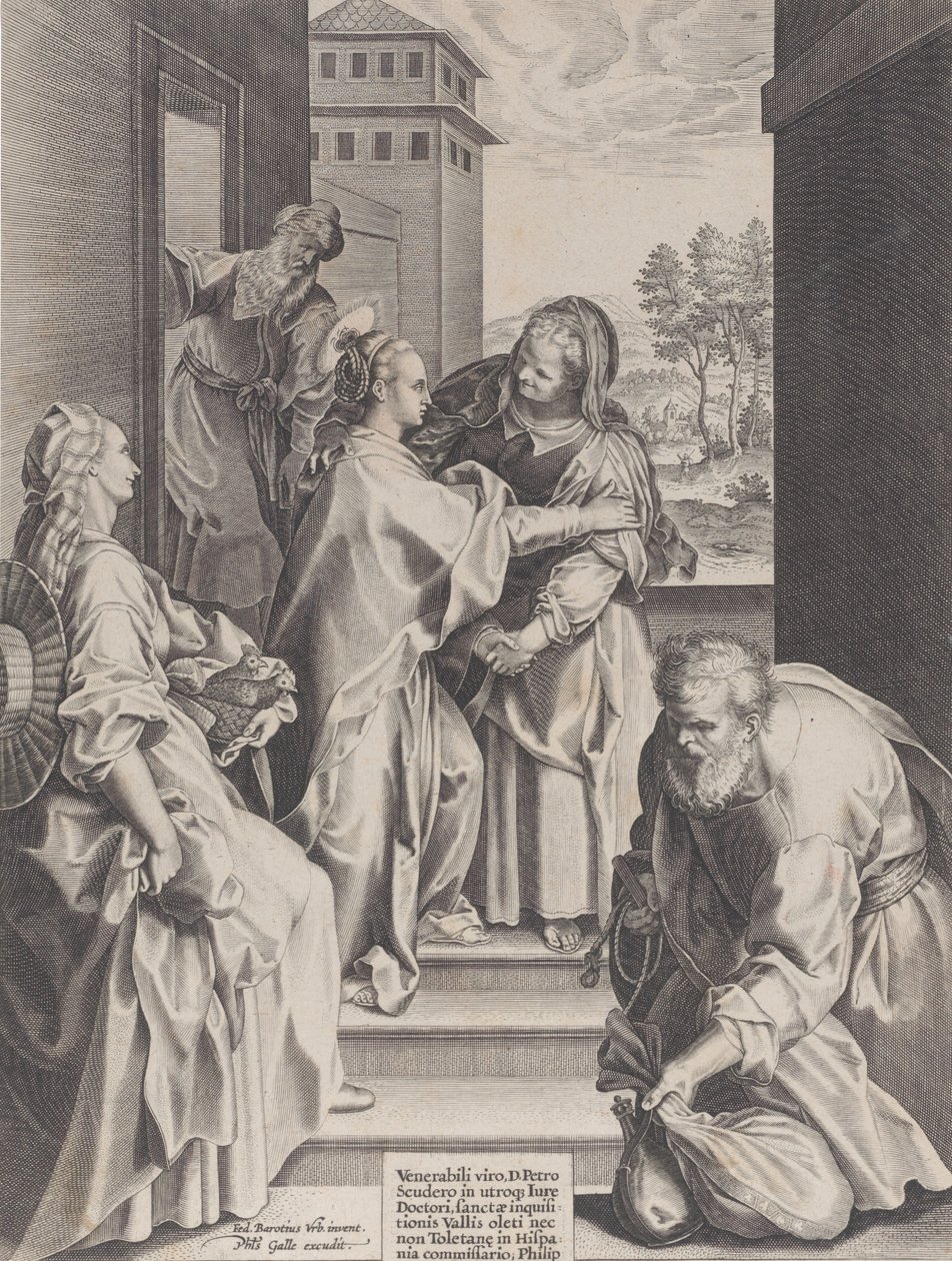 The Visitation, the Virgin and Saint Elizabeth Embracing in the Center by Unbekannt