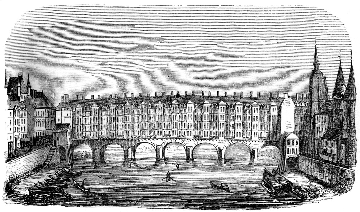 The ancient Pont aux Changers, Paris, France, c16th century by Unbekannt