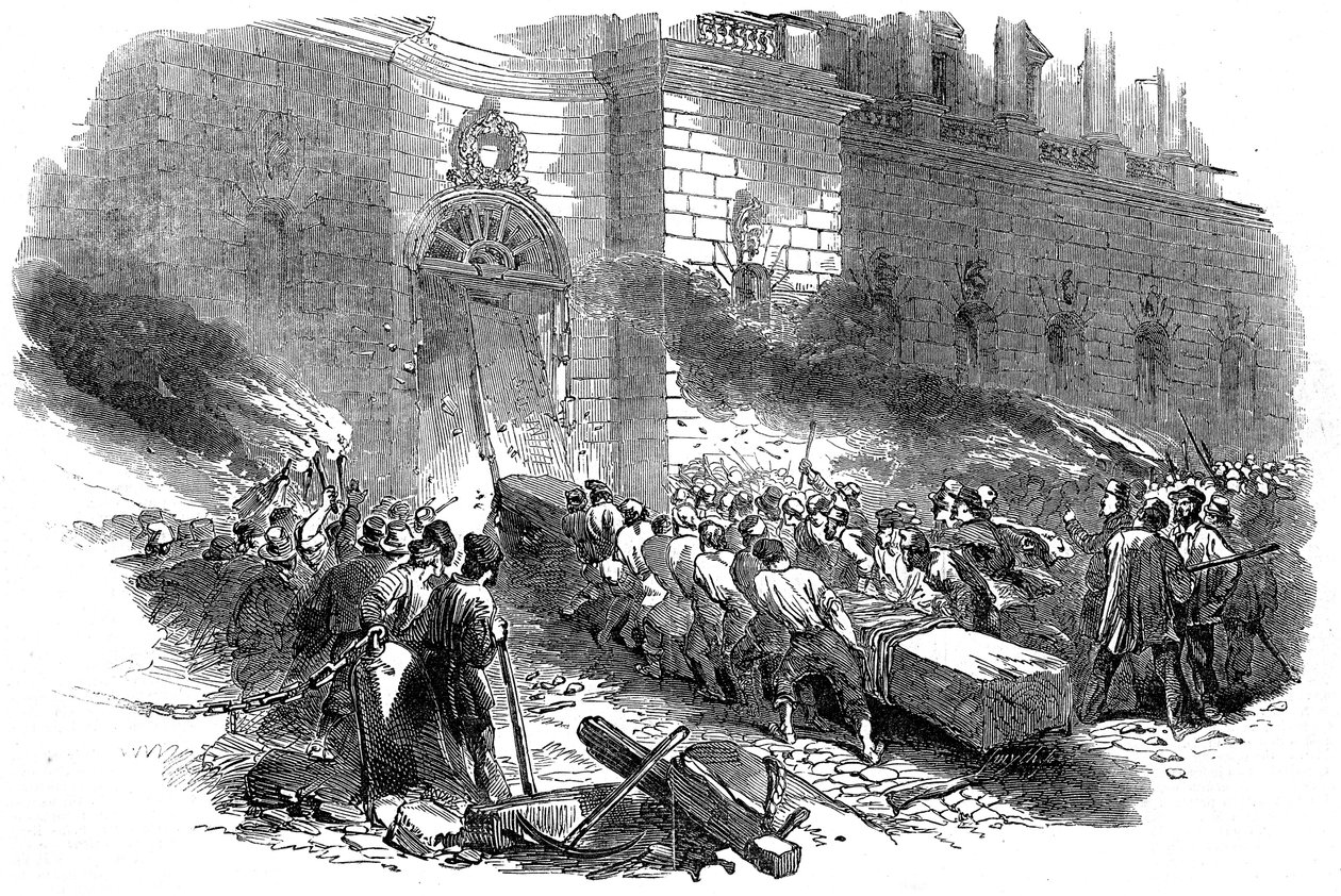 The Crowd Storming the Arsenal in Berlin, Revolution in Prussia, March 1848 by Unbekannt