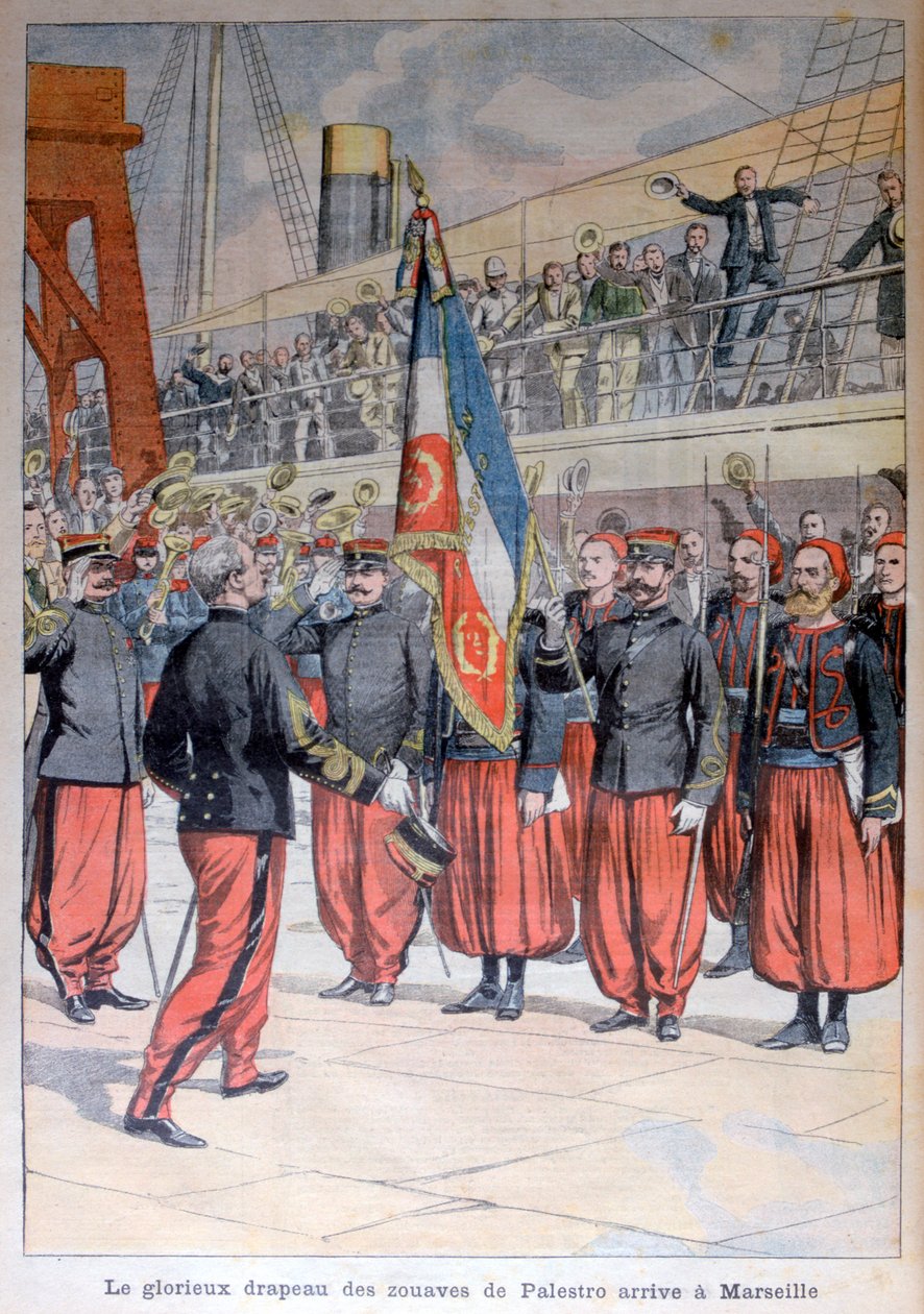 The glorious flag of the zouaves of Palestro arrives in Marseilles, 1903 by Unbekannt