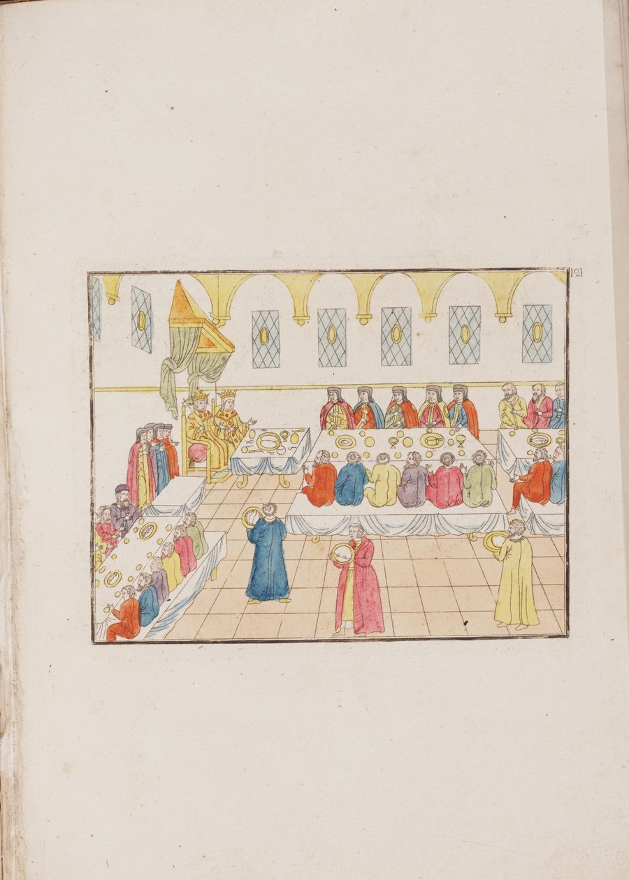 The wedding ceremony of Tsar Mikhail Feodorovich and Yevdokiya Lukyanovna by Unbekannt