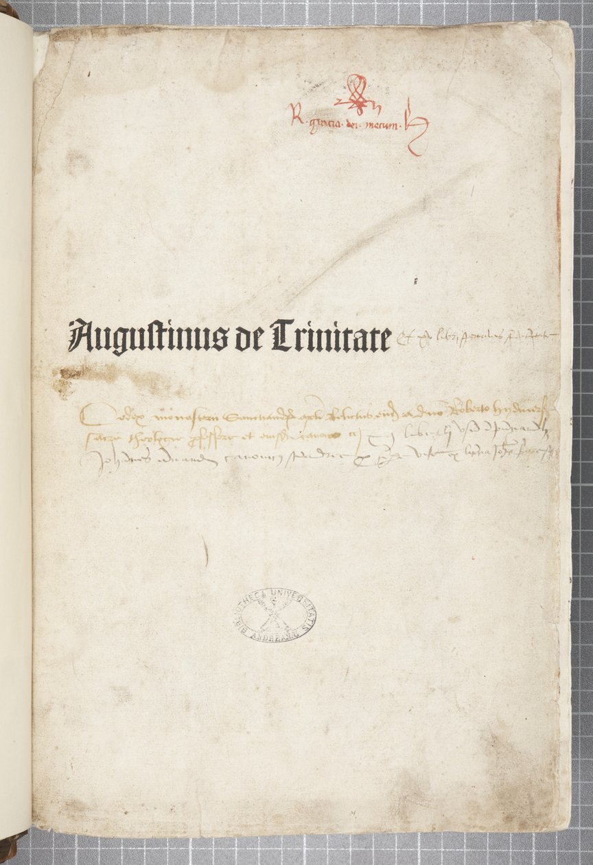 Title page of De Trinitate and De Civitate Dei cum commento, written by Augustine of Hippo by Unbekannt