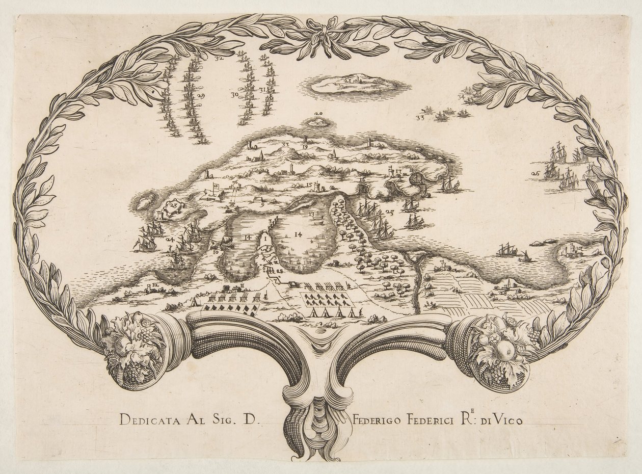 Topographic Plan of Porto Ercole in the Shape of a Fan by Unbekannt