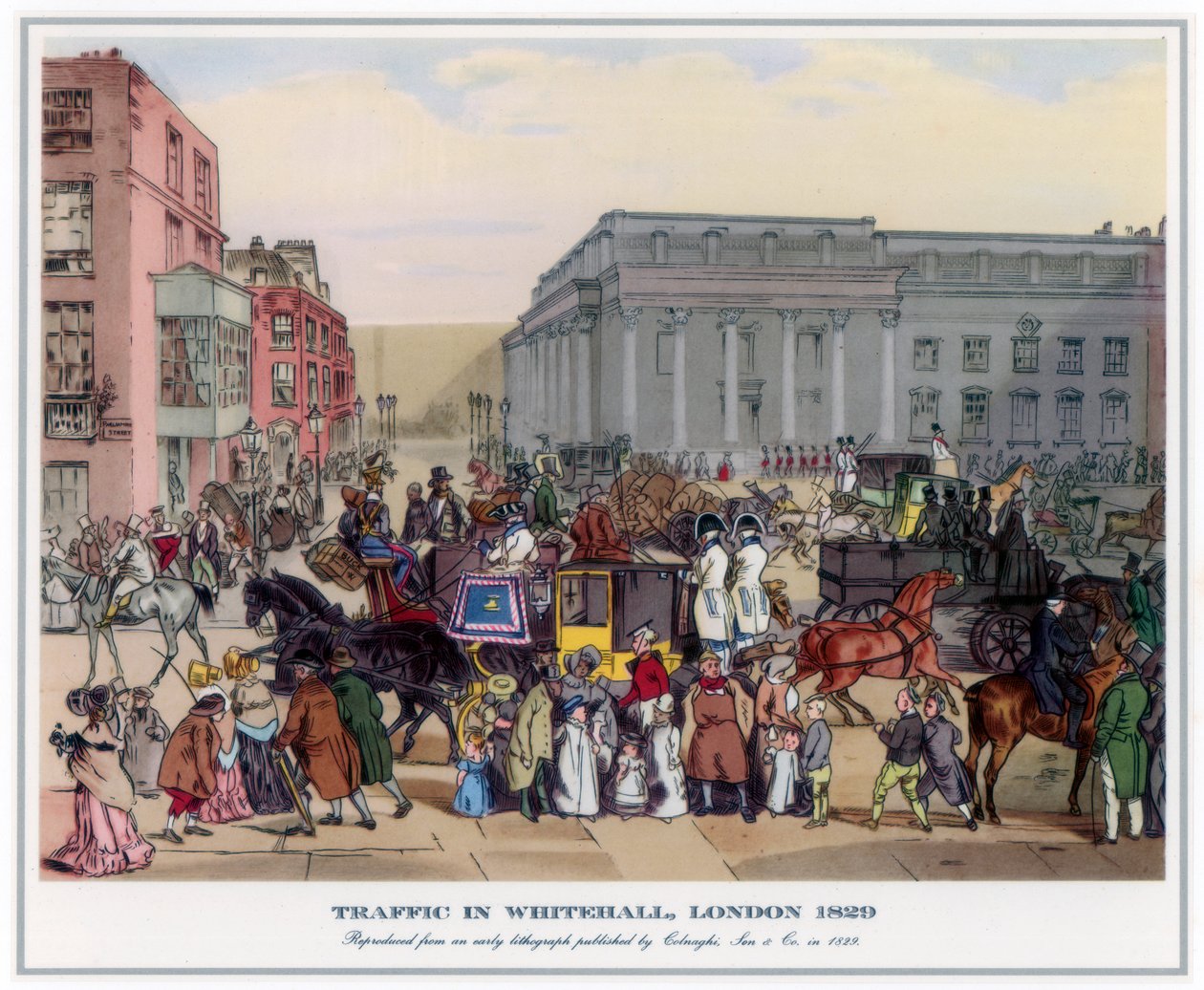 Traffic in Whitehall, London, 1829 by Unbekannt