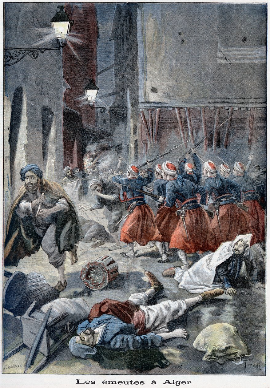 Troops Attempting to Clear Streets During Anti-Jewish Riots, Algiers, Algeria by Unbekannt