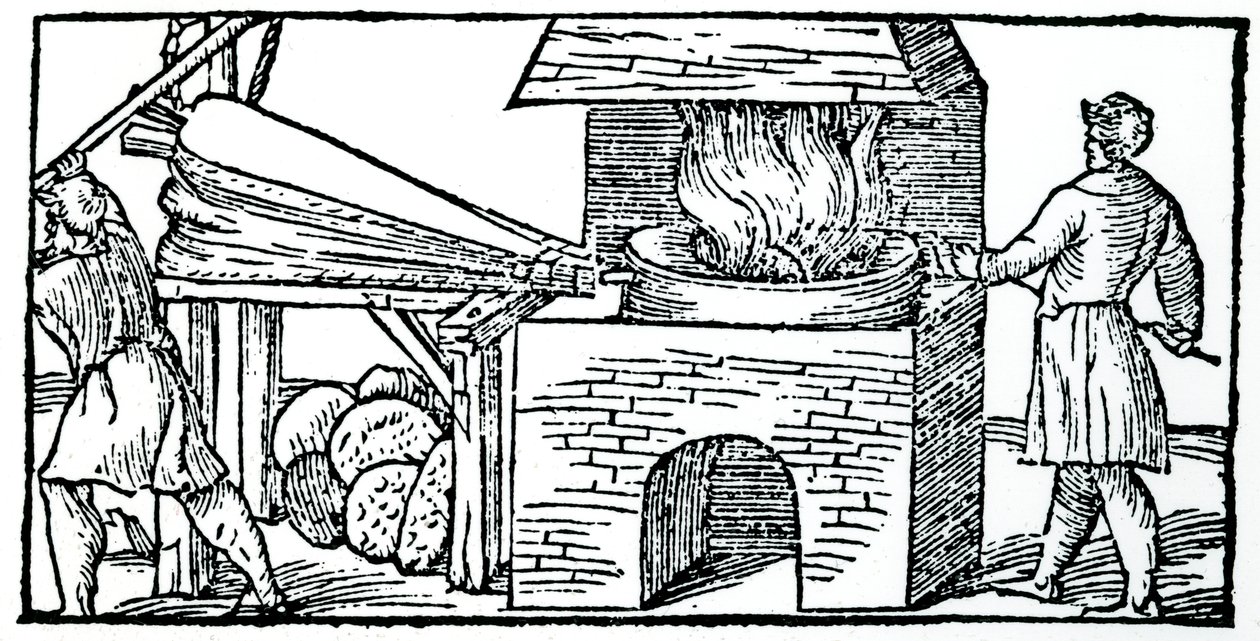 Using Bellows to Increase the Draught in a Furnace, 1540 by Unbekannt