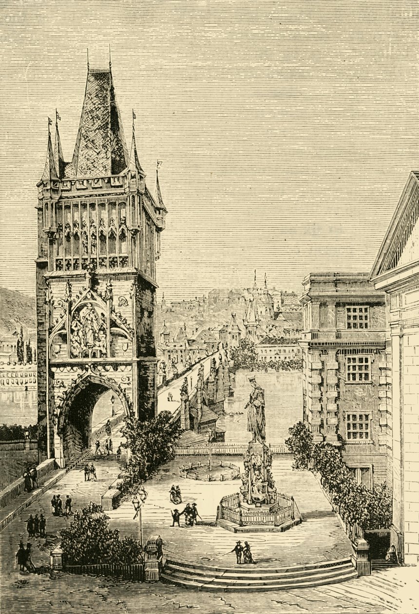 View in Prague - The bridge Tower, 1890 by Unbekannt