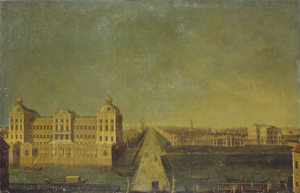 View of the Nevsky Prospekt from the Anichkov Palace with the Shuvalovs House, Second Half of the 18th Century by Unbekannt