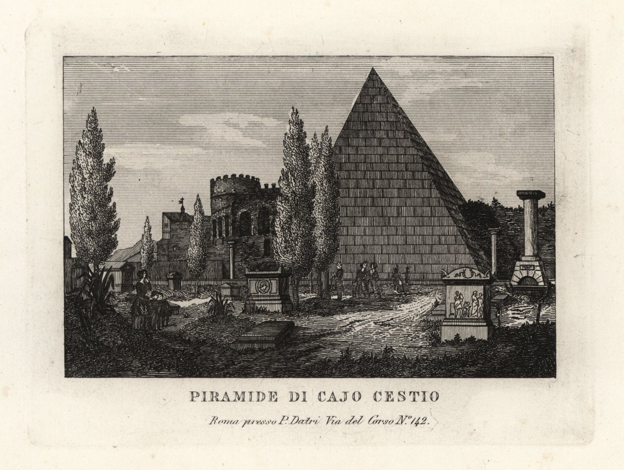 View of the Pyramid of Cestius, Rome by Unbekannt