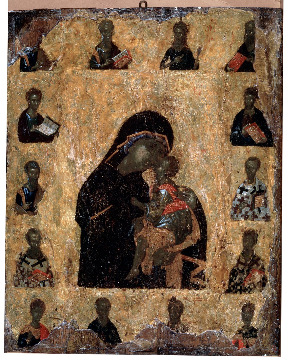 Virgin of Tenderness with the Saints The Virgin Eleusa, Byzantine Icon by Unbekannt