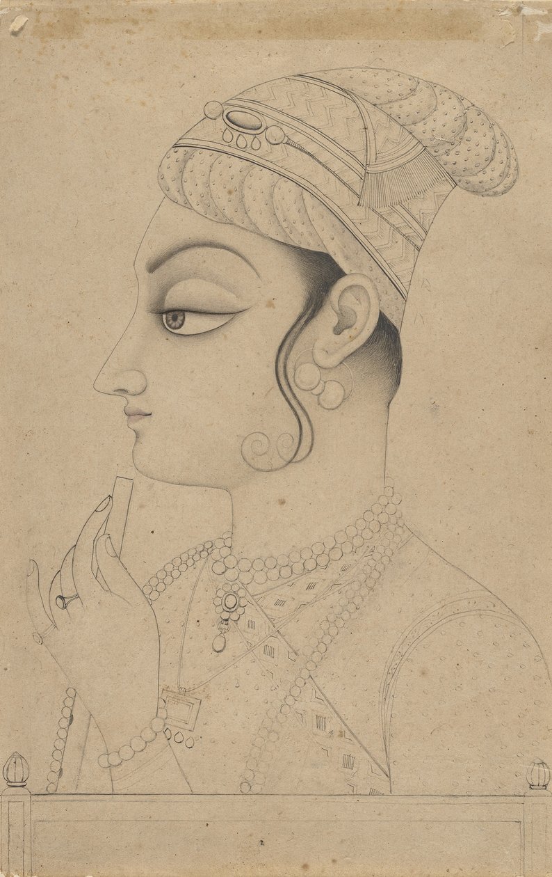 Woman Holding a Flute and Dressed as Krishna, mid-to late 18th century by Unbekannt