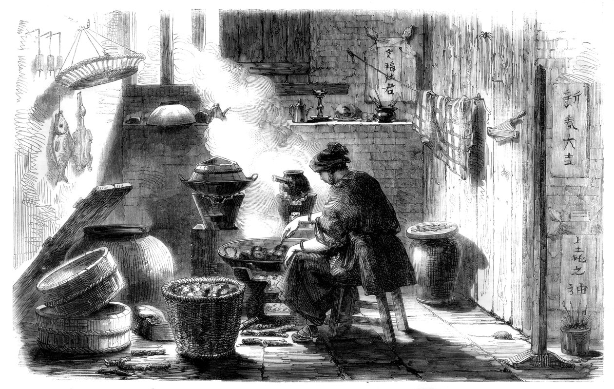Woman Preparing Cakes for the Chinese New Year by Unbekannt