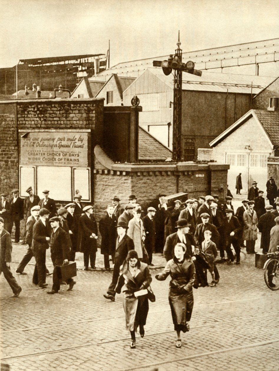 Workers Leaving...After Construction of Cunarder 534 was Suspended, December 1931 by Unbekannt