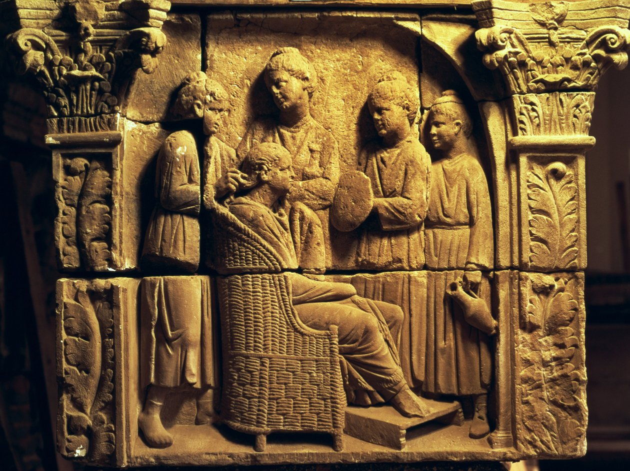 Bas relief of a hairdresser, Roman, c.2nd century by Unbekannt Unbekannt