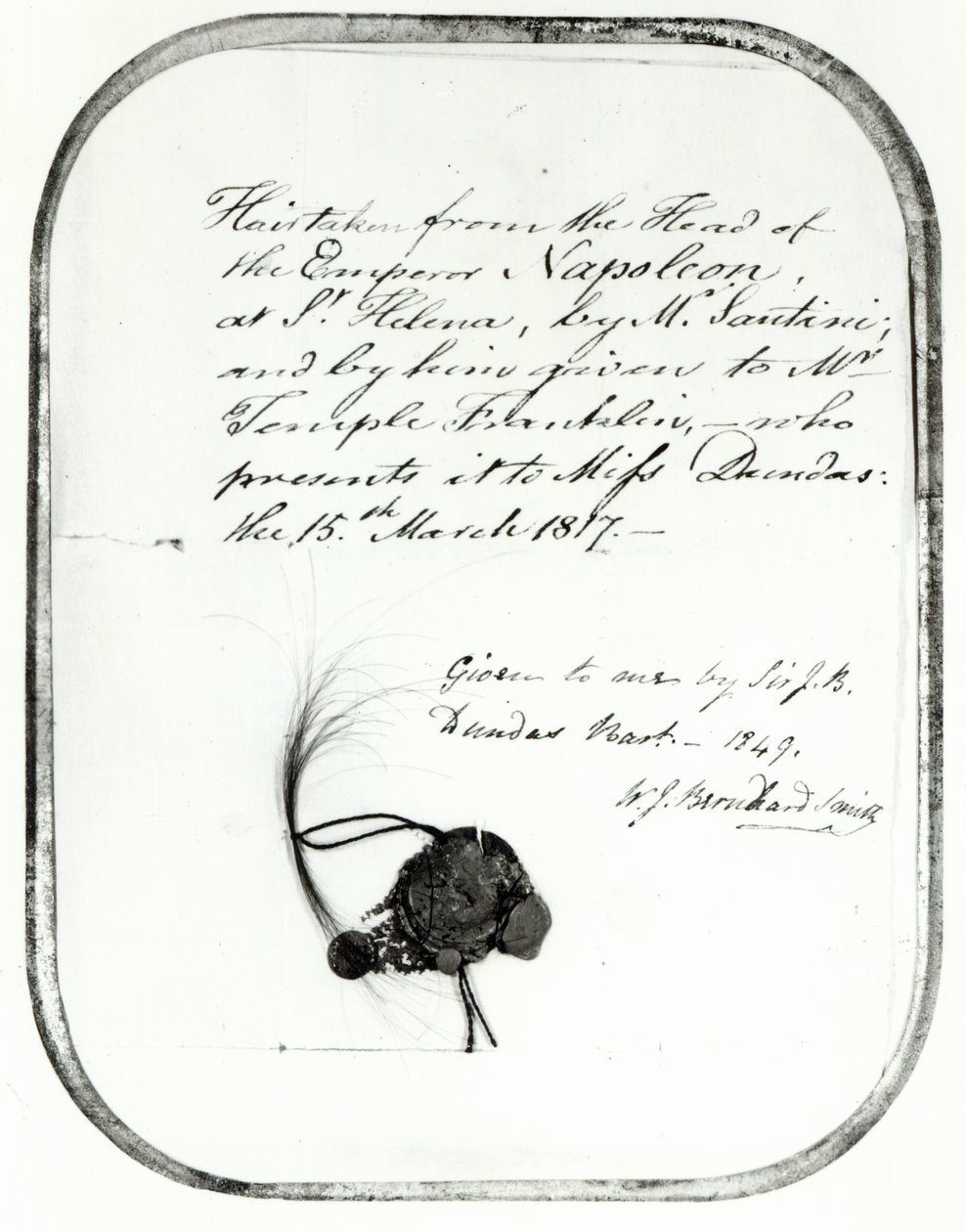 Hair cut from the head of Emperor Napoleon by Giovanni Natale Santini and given by him to William Temple Franklin, 1816 by Unbekannt Unbekannt
