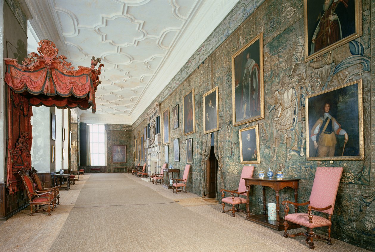 Hardwick Hall, Interior of the Long Gallery, Derbyshire, UK by Unbekannt Unbekannt