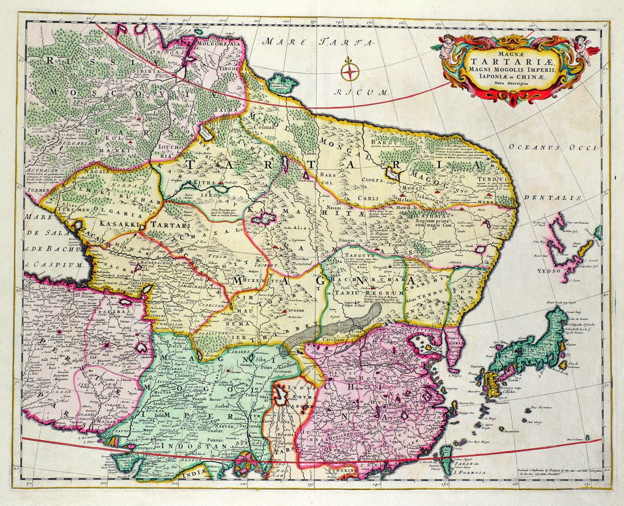 Map of Mongolia showing Japan and China, c.1680 by Frederick de Wit by Unbekannt Unbekannt