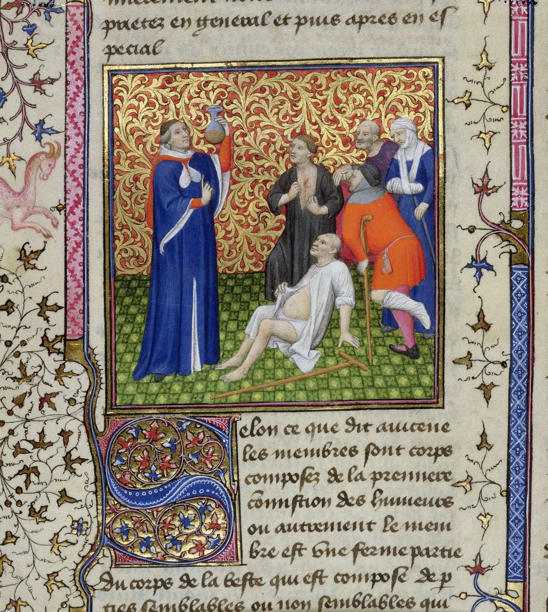 Ms.251 f.54v A Doctor with His Patients, from Des Proprietez des Choses, c.1415 by Unbekannt Unbekannt